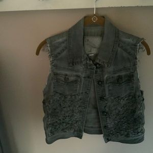 White Crow Denim & Lace Vest